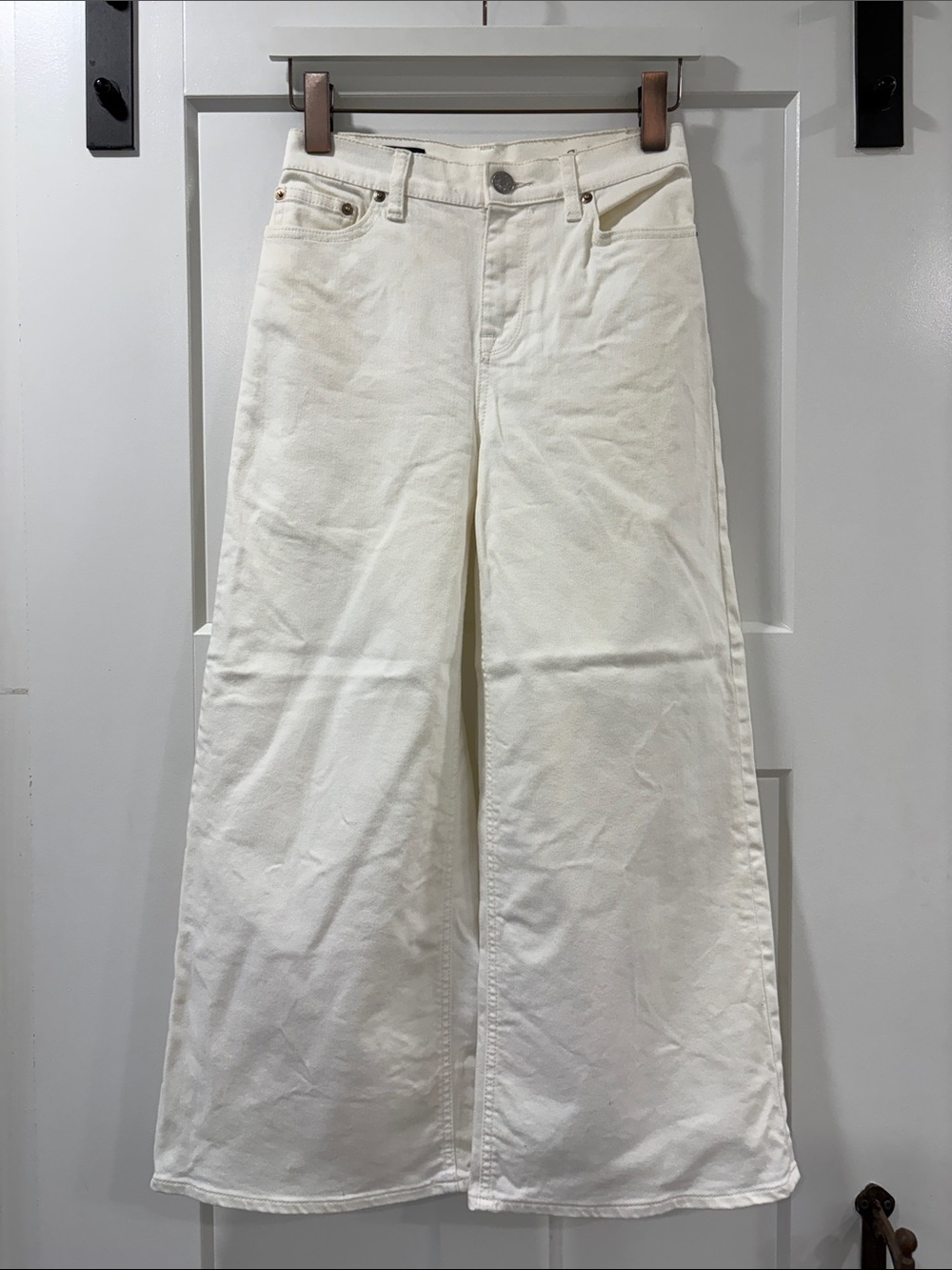 J. Crew White Rayner Wide-Leg High-Rise Cropped Jeans Size 24